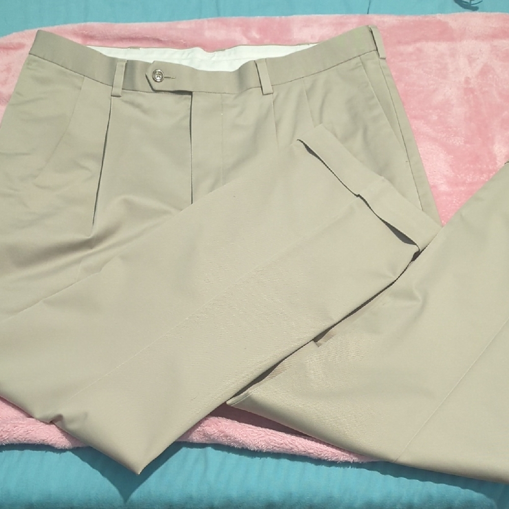 Roundtree & Yorke Men's Light Tan Dress Pants